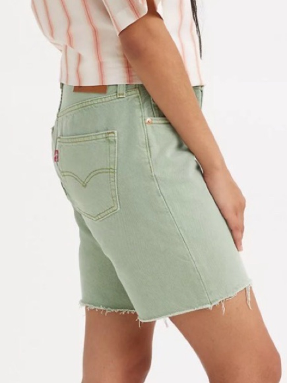💚 Levi's Premium 501 90's Denim Shorts Size 28 Cotton Botanical Oak Leaf Green
